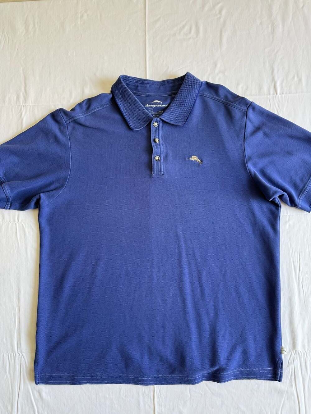 Tommy Bahama Polo Shirt Size XL Blue Supima Cotton Short Sleeve Marlin Logo